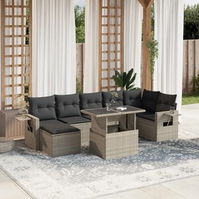 3268062 vidaXL Set mobilier de grădină cu perne, 8 piese gri deschis poliratan