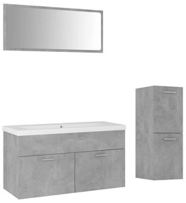 3071202 vidaXL Set mobilier de baie, gri beton, lemn prelucrat
