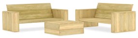 Set mobilier de gradina, 3 piese, lemn de pin tratat 2x banca + masa, 1