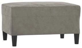 Canapea cu 3 locuri si taburet, gri deschis, 210 cm, catifea Gri deschis, 228 x 77 x 80 cm