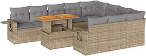 vidaXL Set canapele de grădină cu perne, 11 piese, bej, poliratan