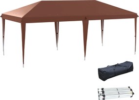 Outsunny Copertină 6 x 3 m cort de grădină pop-up pliabil sac inclus oțel epoxidic Oxford înaltă densitate maro | Aosom Romania