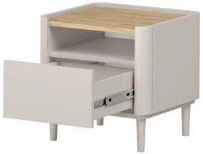 Noptieră Elivo 50 cm cu sertar pe picioare - cașmir / stejar uleiat