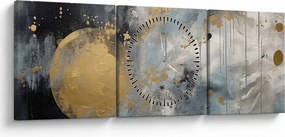 Tablou - Abstracție cu minge de aur (cu ceas) (90x30 cm)