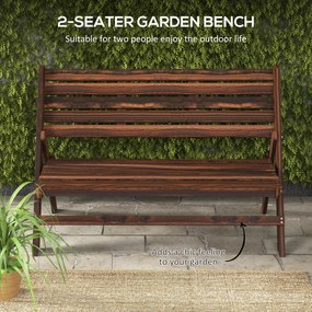 Outsunny Bancă de Exterior din Lemn pentru 2 Persoane, Bancă Pliabilă cu Spătar și Șezut cu Șipci, Bancă pentru Patio, Finisaj Carbonizat | Aosom Romania