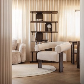 Fotoliu design crem KOKEI ALIA, decor nuc