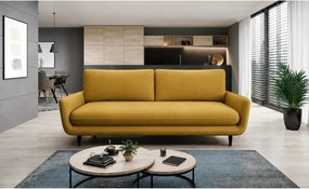 Canapea extensibila Solano, stofa catifelata galben - Riviera 41, cu l