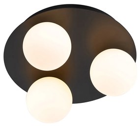 Plafonieră modernă pentru baie neagră cu 3 lumini - Cederic