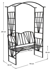 Banca de gradina cu pergola, neagra, HAIFA