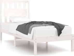 vidaXL Cadru de pat, alb, 90x200 cm, lemn masiv de pin
