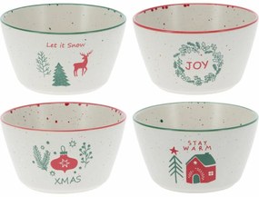Set de 4 boluri din ceramică Let It Snow 500 ml, 14 cm