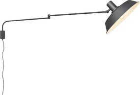 Aplică de perete negru-mat cu structură flexibilă cu alimentare la priză ø 35,5 cm Bolder – Trio