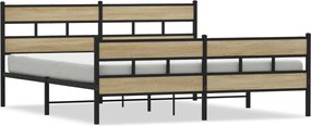 vidaXL Cadru pat metalic fără saltea, stejar sonoma, 200x200 cm