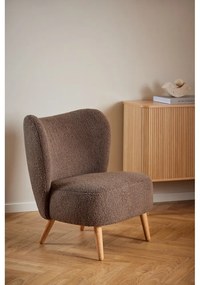 Fotoliu maro cu tapițerie din țesătură bouclé Elmont – Actona