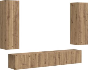 vidaXL Set comodă TV Pe perete 3 pcs Stejar Artizanal Lemn compozit