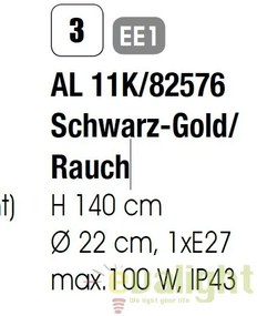 Stalp iluminat exterior stil clasic IP43 H140 Puchberg AL 11K/82576 schwarz-gold/rauch OR