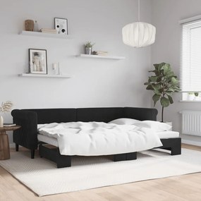 vidaXL Pat de zi cu extensie, negru, 80x200 cm, catifea