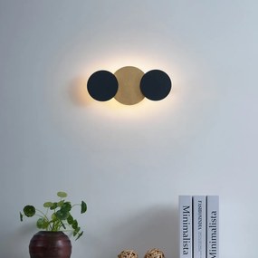 Lampă de perete modernă neagră cu auriu, incl. LED cu 3 trepte de intensitate, 3 lumini - Sunrise 3