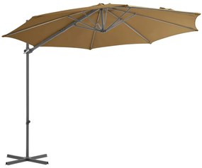 Umbrela suspendata cu stalp din otel, gri taupe, 300 cm Gri taupe, 300 x 255 cm