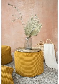 Fotoliu bean bag galben muștar cu tapițerie din catifea reiată Mini – SLOWDOWN