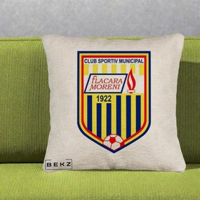 Perna Personalizata CSM Flacara Moreni 1922 Fotbal, 40x40 cm, Bej Canapea, Husa Detasabila, Perna Inclusa, BEKZ®