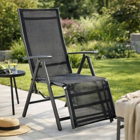 Șezlong pliabil din aluminiu de grădină cu suport pentru picioare RELAX - antra