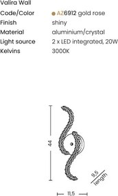 Aplica de perete metal auriu si cristale sticla VALIRA