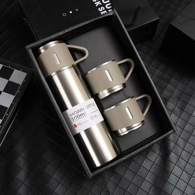Termos 500 ml cu 3 cesti HOT&COLD, bej