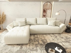 Colțar extensibil dumonde cu ladă de depozitare si sezut confortabil din spuma high-density, Berlin XL Ambience Ivory 350x185 cm