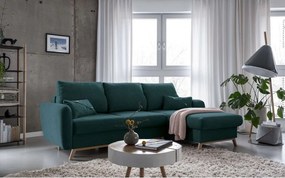 Colțar extensibil cu șezlong pe partea dreaptă Miuform Scandic Lagom, turcoaz