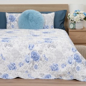 4Home Cuvertură de pat Roses in blue, 220 x 240 cm+ 2x 40 x 40 cm