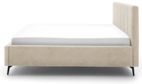 Pat matrimonial bej tapițat cu spațiu de depozitare cu somieră 180x200 cm Lizzano – Meise Möbel