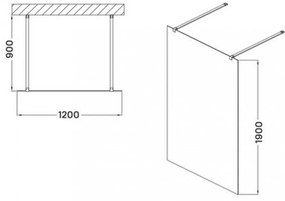 Cabină de duș Astro Walk-in cu finisaj Easy Clean 120x190 cm