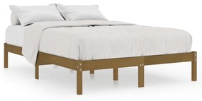 809990 vidaXL Cadru de pat mic dublu, maro miere, 120x190 cm, lemn masiv
