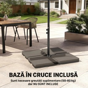 Outsunny Umbrelă Suspendată cu Orificii de Ventilaţie, Bază în Cruce şi Manivelă, 3x2 m, Bej | Aosom Romania