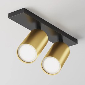 Aplica de perete / tavan cu 2 spoturi directionabile design tehnic Focus S negru, auriu mat