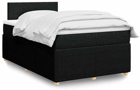 vidaXL Pat box spring cu saltea, negru, 120x190 cm, catifea