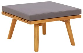 Set mobilier de gradina cu perne, 4 piese, lemn masiv acacia mijloc + colt + suport pentru picioare + masa, 1
