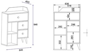 Comodă Dekube 3 (pin atlantic + negru) . 1093720