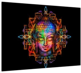 Tablou - Bustul lui Buddha în culori neon (70x50 cm)