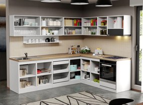 Mobila Bucatarie colt C10 Oakwhite 260x200 cm