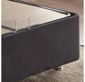 Pat de o persoană cu tăblie tapițată 100 cm Kemadi (negru) (cu somieră) (și sp. depozitare). 1094817