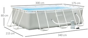 Outsunny Piscină Supraterană cu Pompă de Filtrare și Cadru de Oțel 291x190x75cm Gri Rezistentă și Ușor de Asamblat pentru Grădină | Aosom Romania