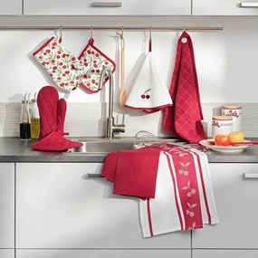 Prosop roșu/alb din bumbac frotir 60 cm Cerisette – douceur d'intérieur