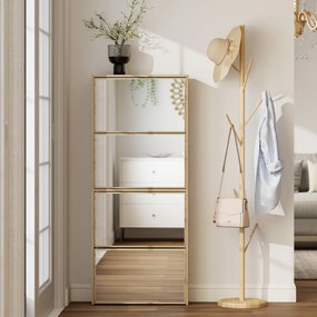 HOMCOM Dulap pentru Încălțăminte Slim cu 4 Uși și Oglindă 63x17x146 cm Culoare Lemn | Aosom Romania