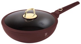 Tigaie wok cu capac Leonardo Collection Berlinger Haus BH 8034, 28 cm, 3.2 litri, antiaderente, strat titan, visiniu mat