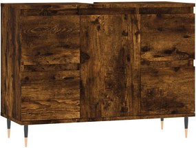 vidaXL Dulap pentru baie, stejar fumuriu, 80x33x60 cm, lemn compozit