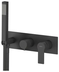 Baterie negru-mat pentru duș încastrată (2 ieșiri) Pax – Sapho