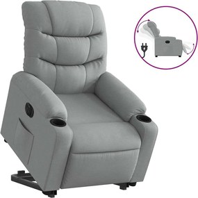 vidaXL Fotoliu electric rabatabil cu ridicare, gri deschis, textil