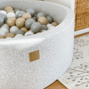Piscină cu bile gri din catifea reiată ø 90x30 cm Montessori – Meowbaby